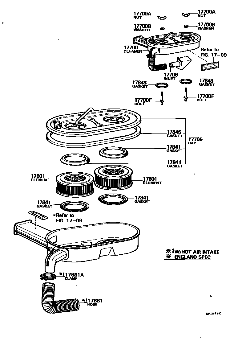 Toyota COROLLA Air Cleaner EPC diagram — MA2141C