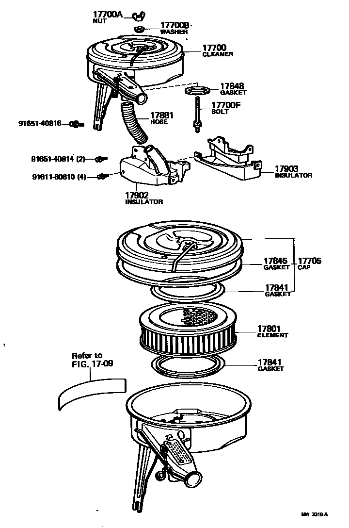 Toyota COROLLA Air Cleaner EPC diagram — MA3319A