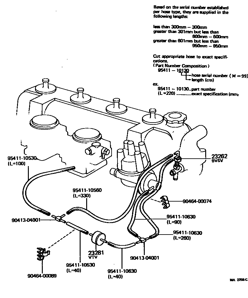 Toyota COROLLA vacuum tube EPC diagram — MA2256C