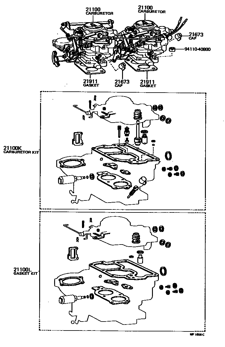 Toyota COROLLA carburetor assembly EPC diagram — MF1006C