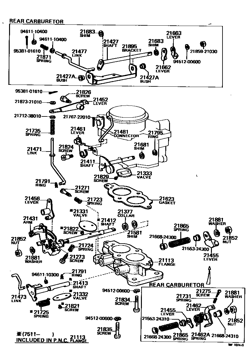 Toyota COROLLA 化油器 EPC diagram — MF1074D