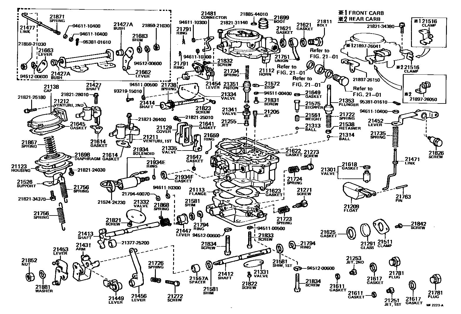 Toyota COROLLA 化油器 EPC diagram — MF2223A
