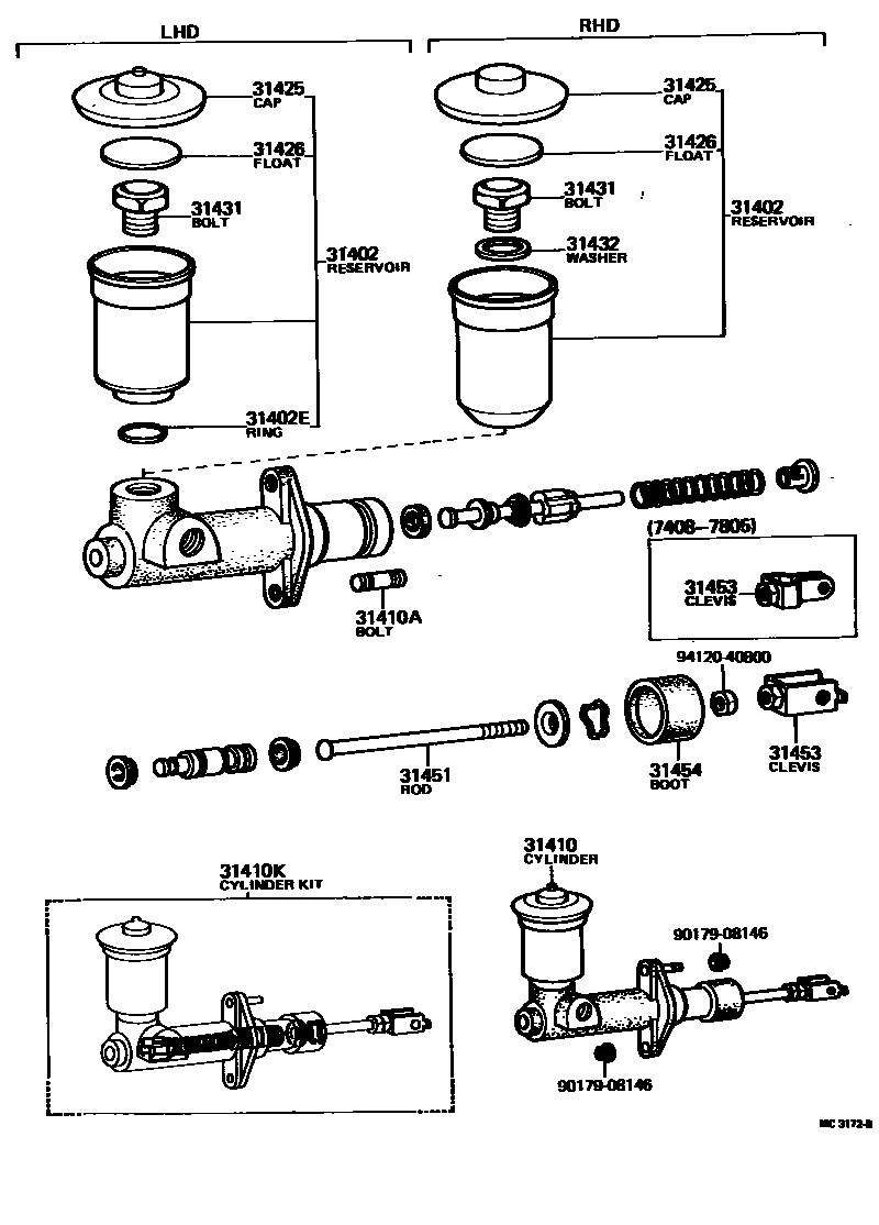 Toyota COROLLA 离合器总泵 EPC diagram — MC3172B