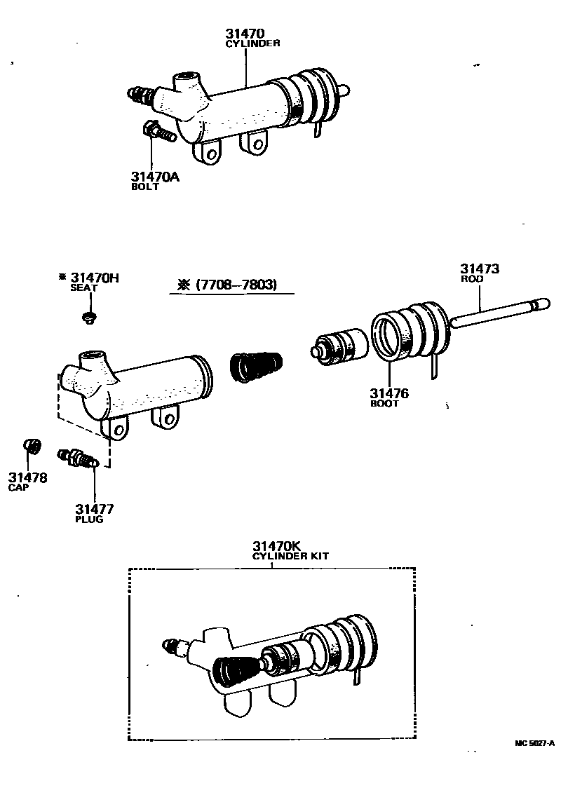 Toyota COROLLA 离合器分离缸 EPC diagram — MC5027A