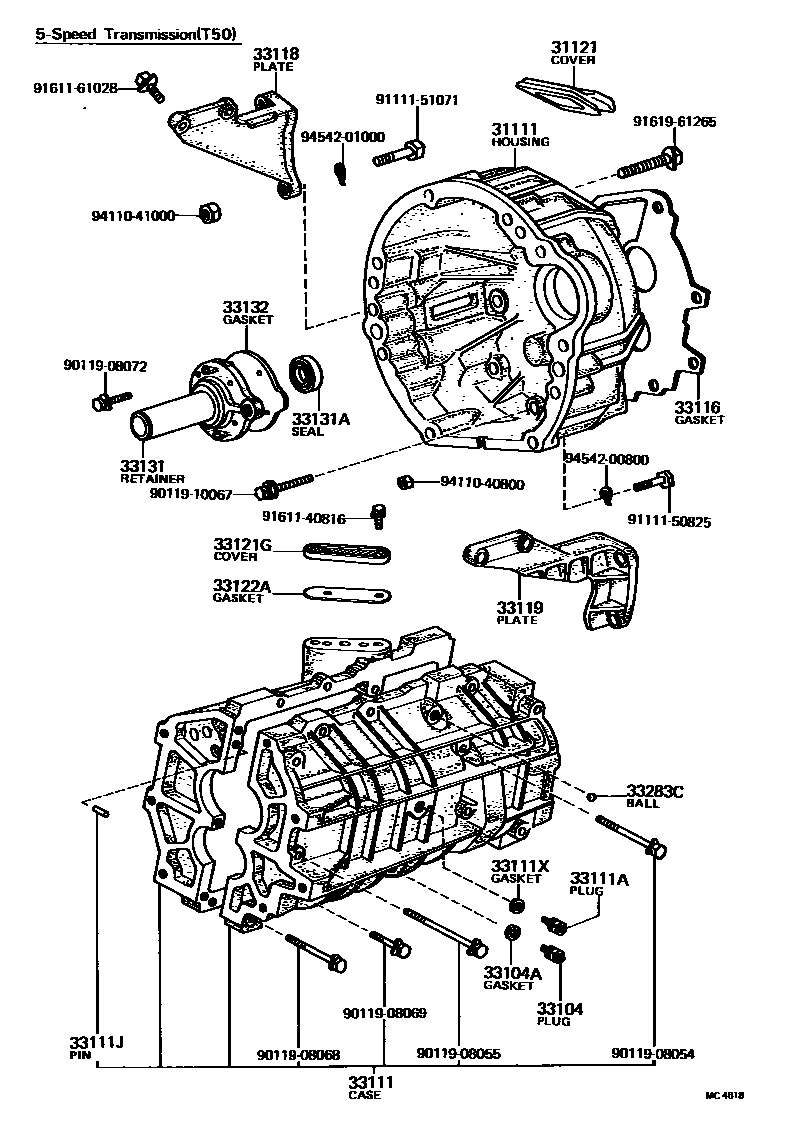 Toyota COROLLA 离合器壳和变速器壳(MTM) EPC diagram — MC4618