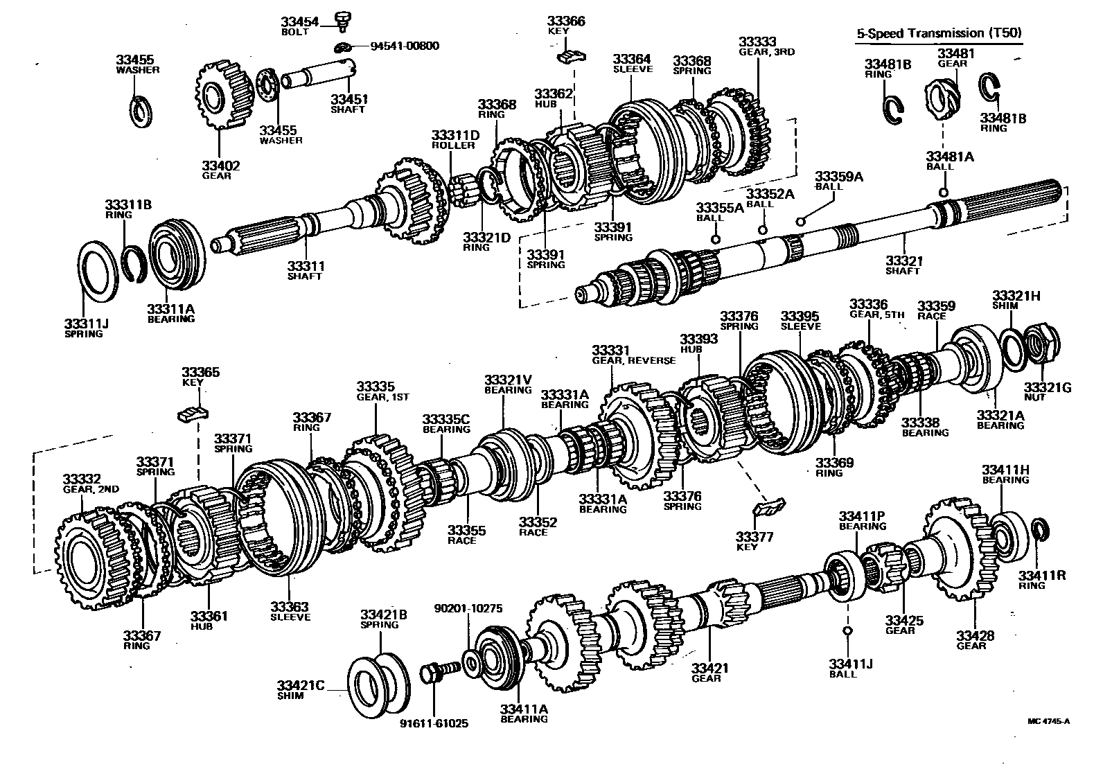 Toyota COROLLA 变速器齿轮(MTM) EPC diagram — MC4745A