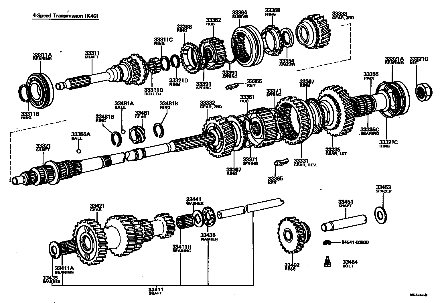 Toyota COROLLA 变速器齿轮(MTM) EPC diagram — MC4747G