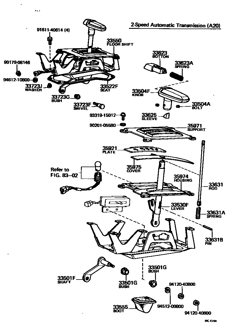 Toyota COROLLA Shift Lever & Retainer EPC diagram — MC4794