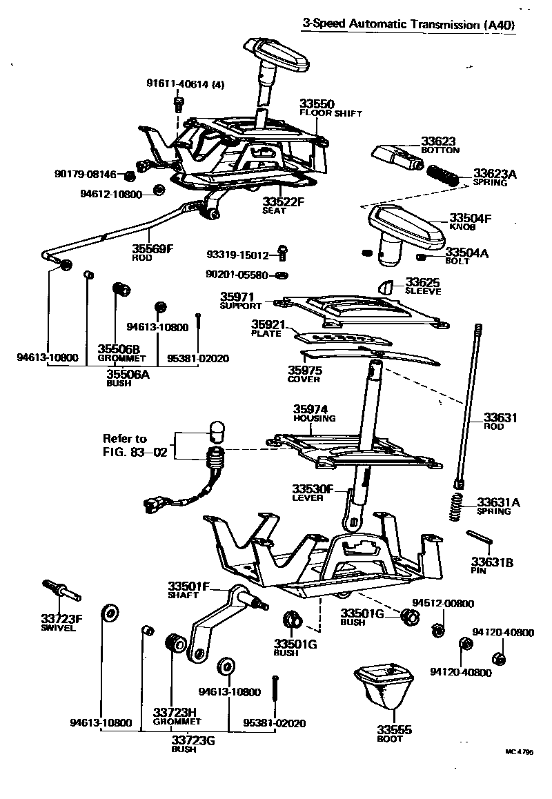 Toyota COROLLA Shift Lever & Retainer EPC diagram — MC4795