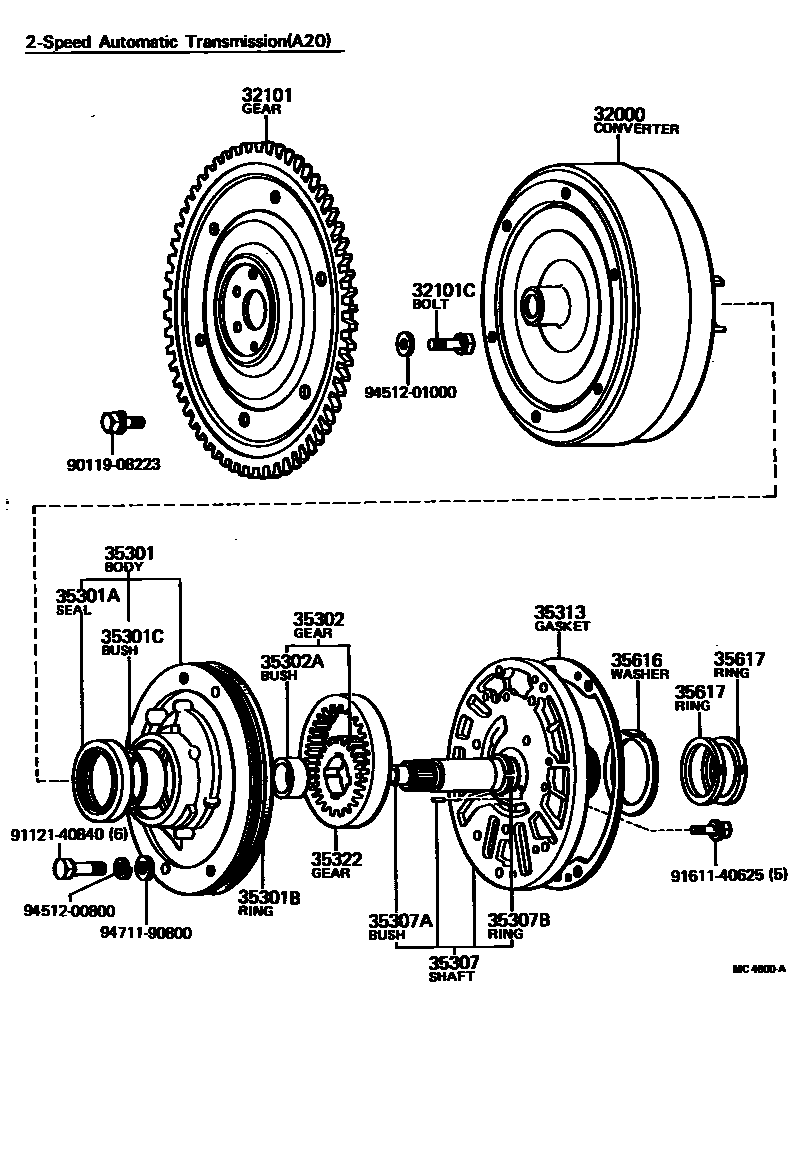 Toyota COROLLA 变矩器、前油泵和链条(ATM) EPC diagram — MC4600A