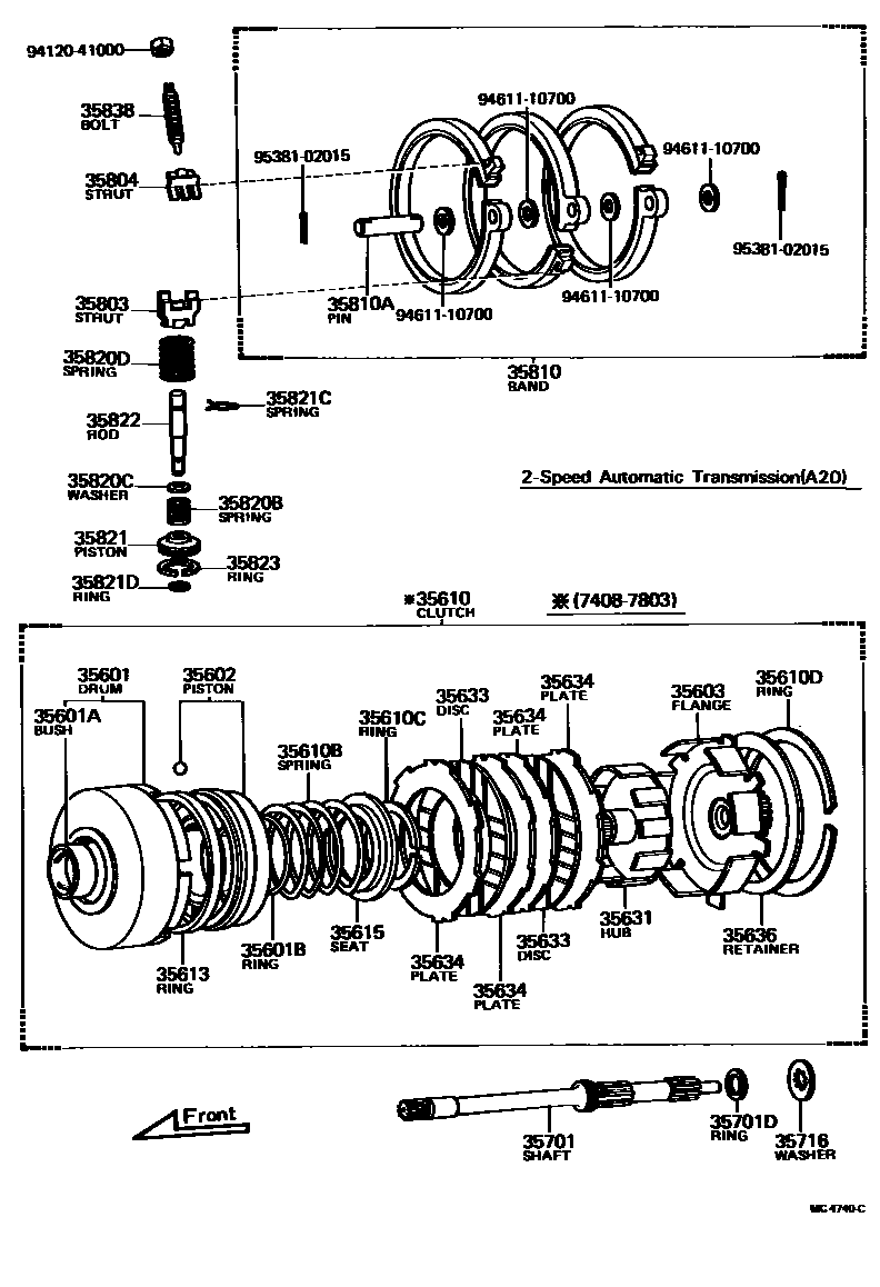 Toyota COROLLA 制动带和多片式离合器(ATM) EPC diagram — MC4740C