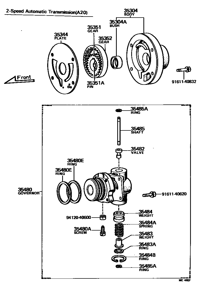 Toyota COROLLA 后油泵和调速器(ATM) EPC diagram — MC4607