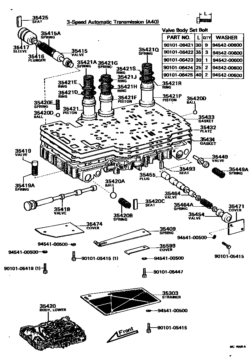 Toyota COROLLA 阀体和滤油网(ATM) EPC diagram — MC4659A