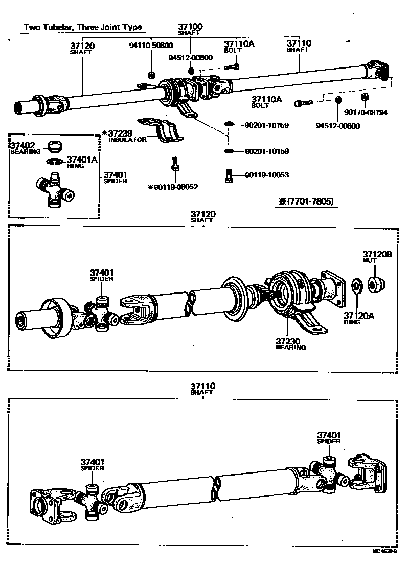 Toyota COROLLA Propeller Shaft & Universal Joint EPC diagram — MC4639B