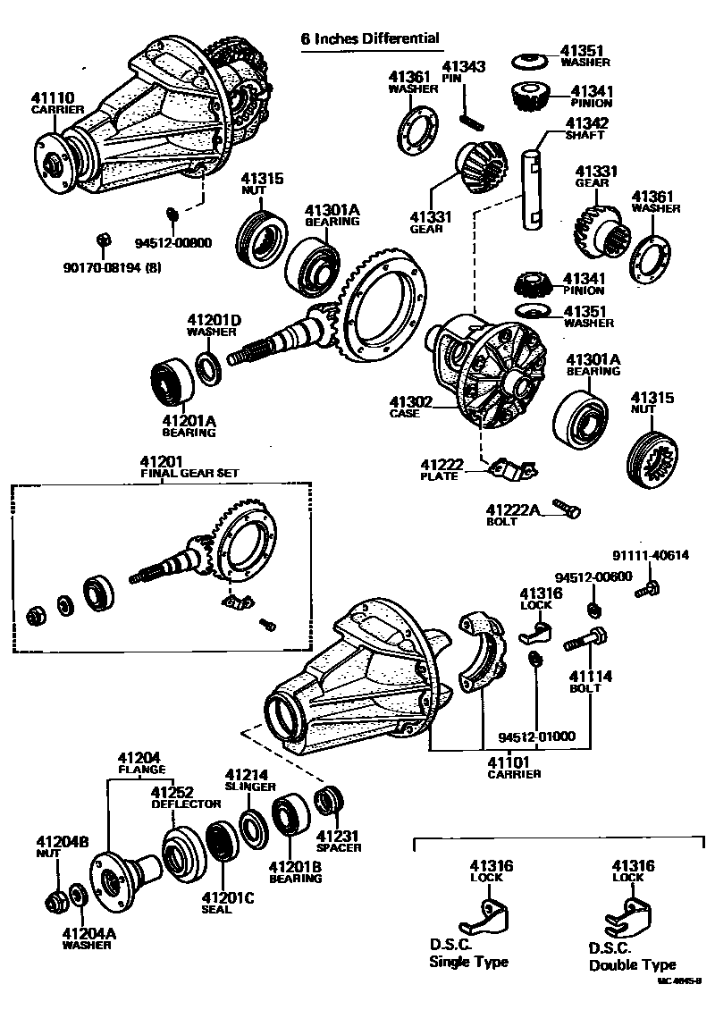 Toyota COROLLA 后桥壳和差速器 EPC diagram — MC4645B