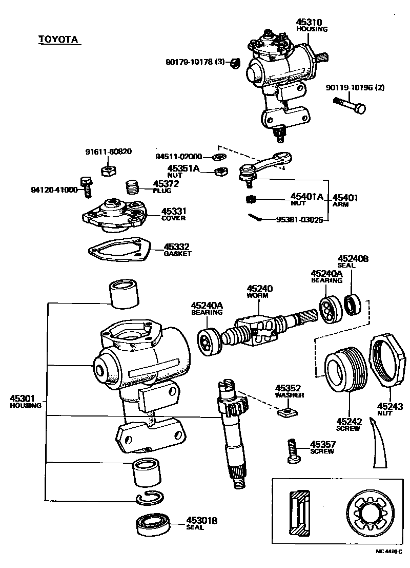 Toyota COROLLA Steering Column & Shaft EPC diagram — MC4410C