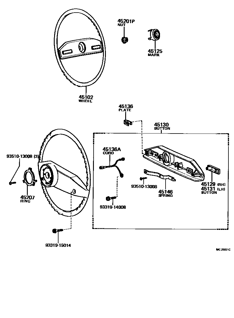 Toyota COROLLA Steering Wheel EPC diagram — MC2937C