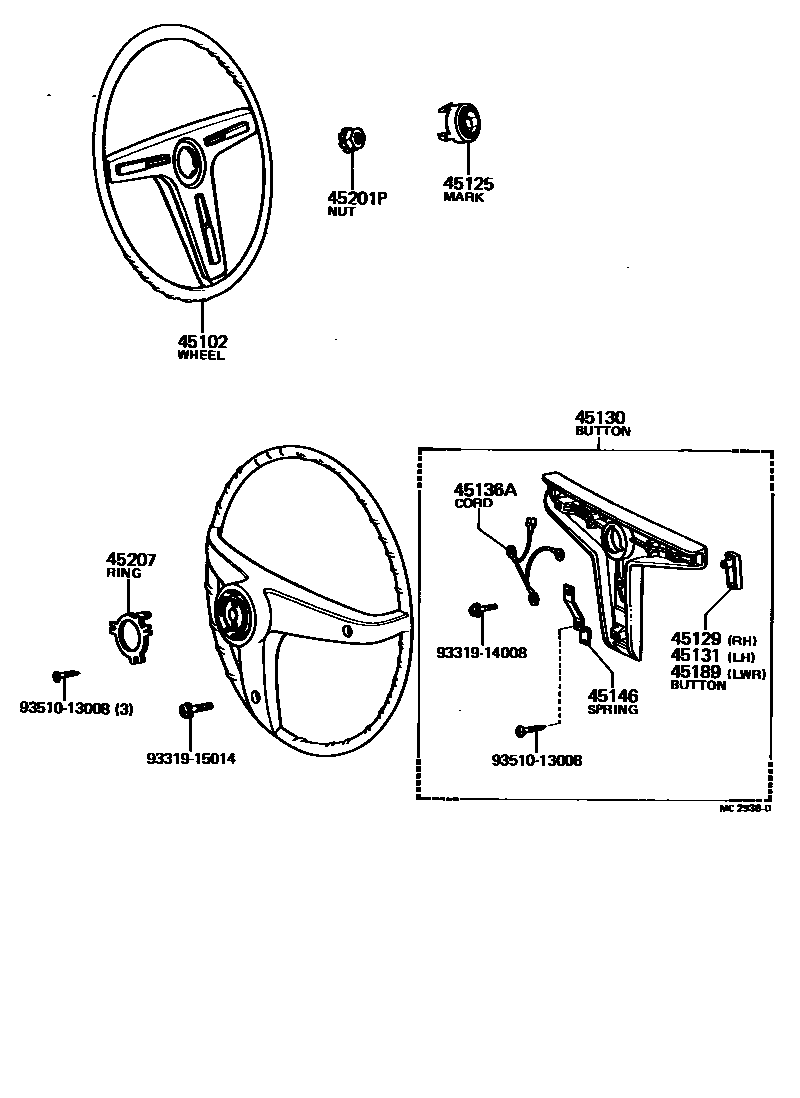 Toyota COROLLA Steering Wheel EPC diagram — MC2938D