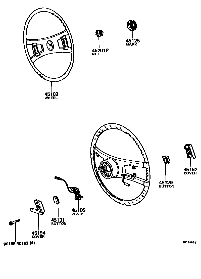 Toyota COROLLA Steering Wheel EPC diagram — MC2940B
