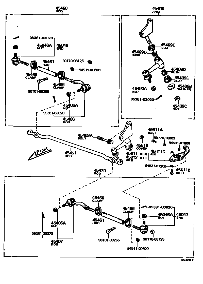 Toyota COROLLA 前转向齿轮和连杆 EPC diagram — MC2941F