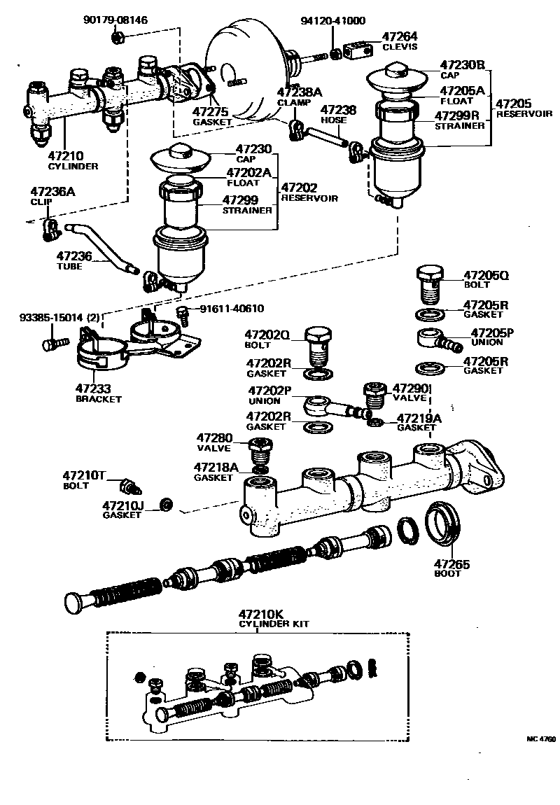 Toyota COROLLA 制动总泵 EPC diagram — MC4760