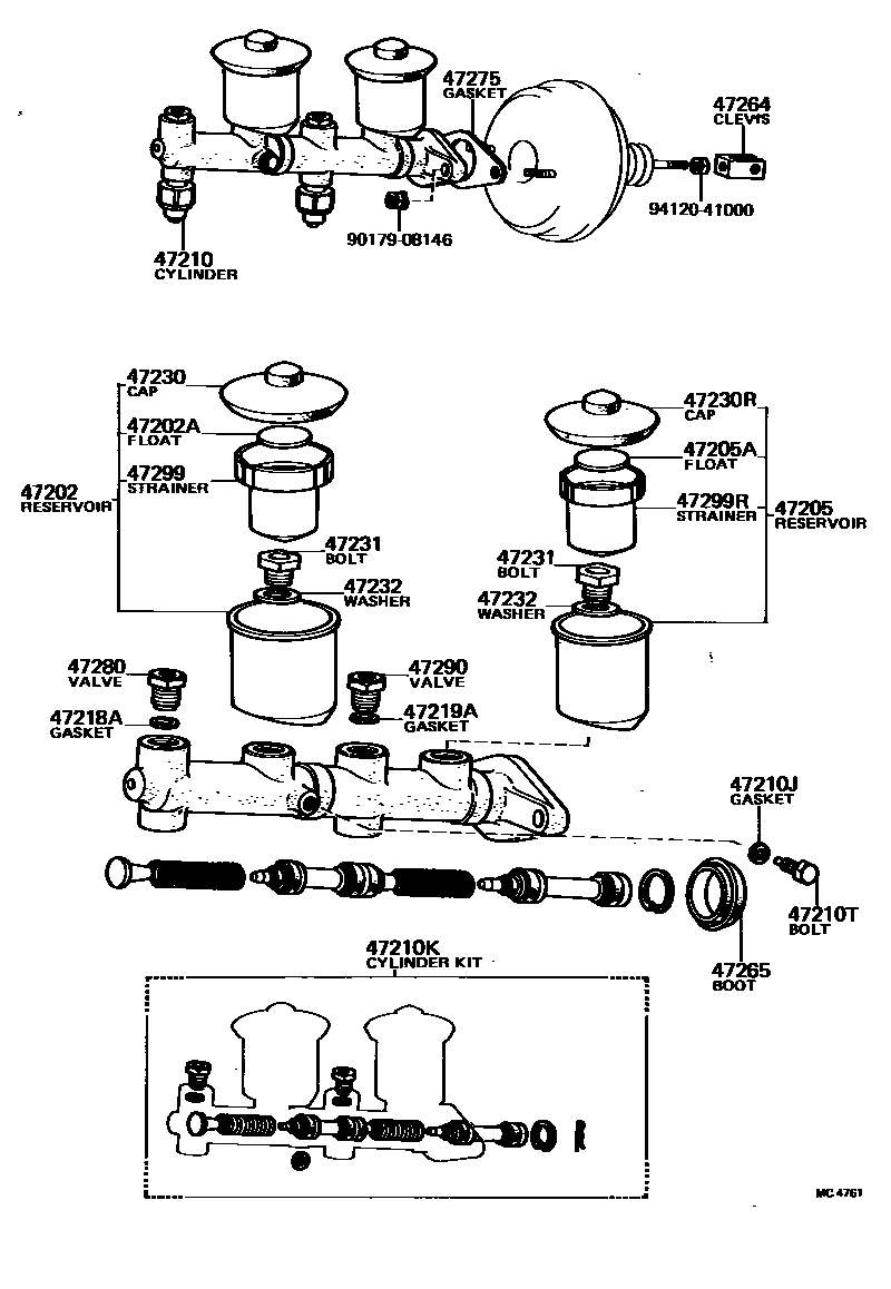 Toyota COROLLA 制动总泵 EPC diagram — MC4761