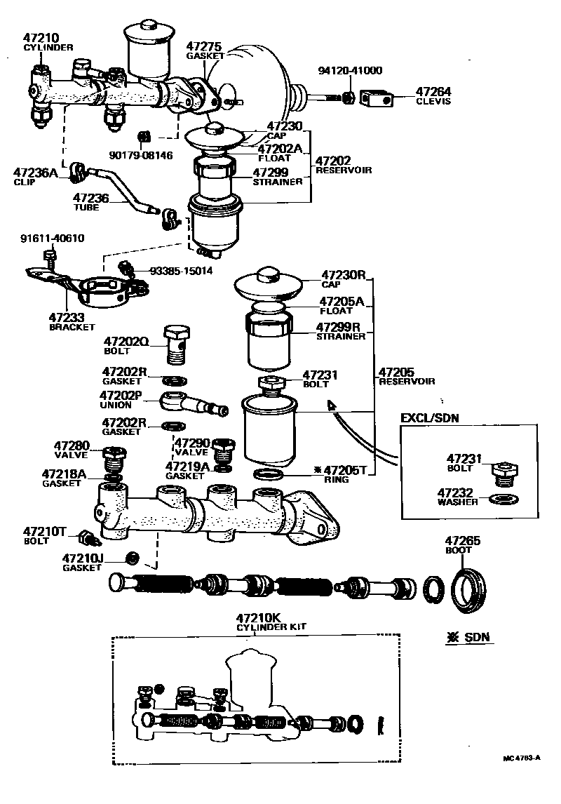 Toyota COROLLA 制动总泵 EPC diagram — MC4763A