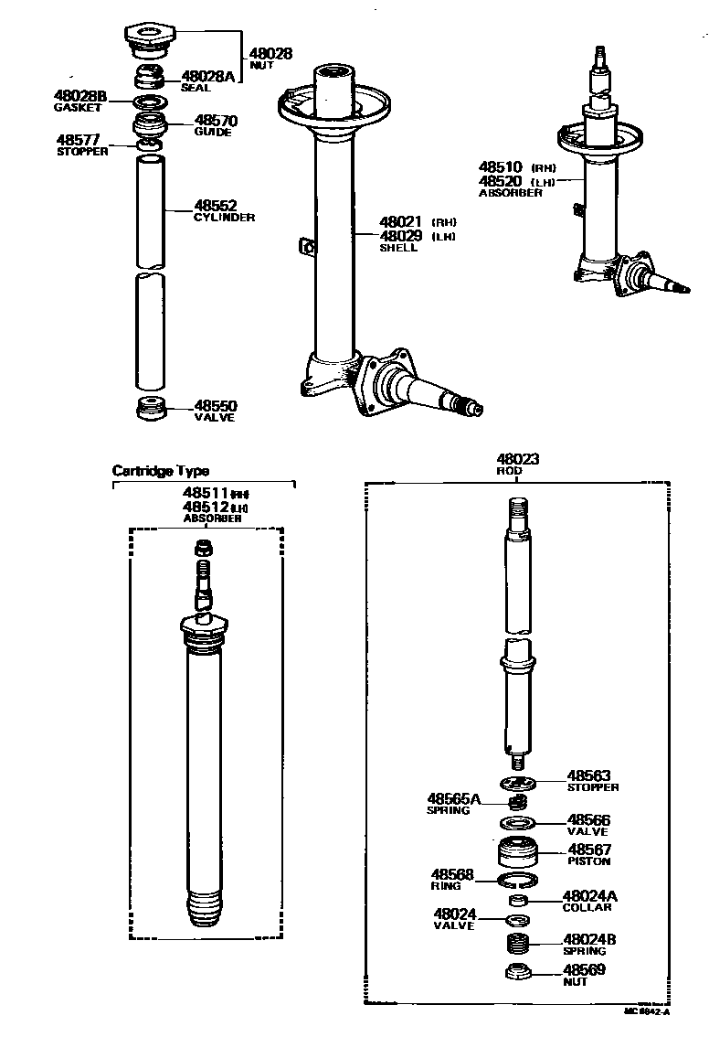 Toyota COROLLA Front Spring & Shock Absorber EPC diagram — MC6842A