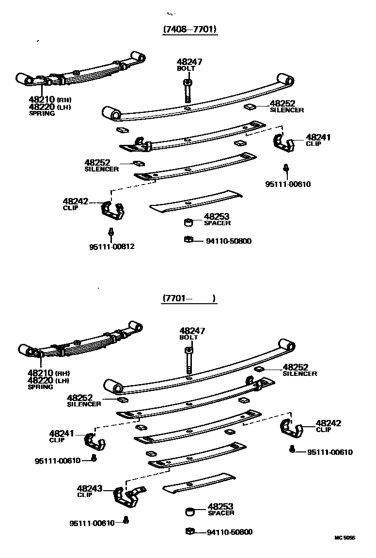 Toyota COROLLA Rear Spring & Shock Absorber EPC diagram — MC5056