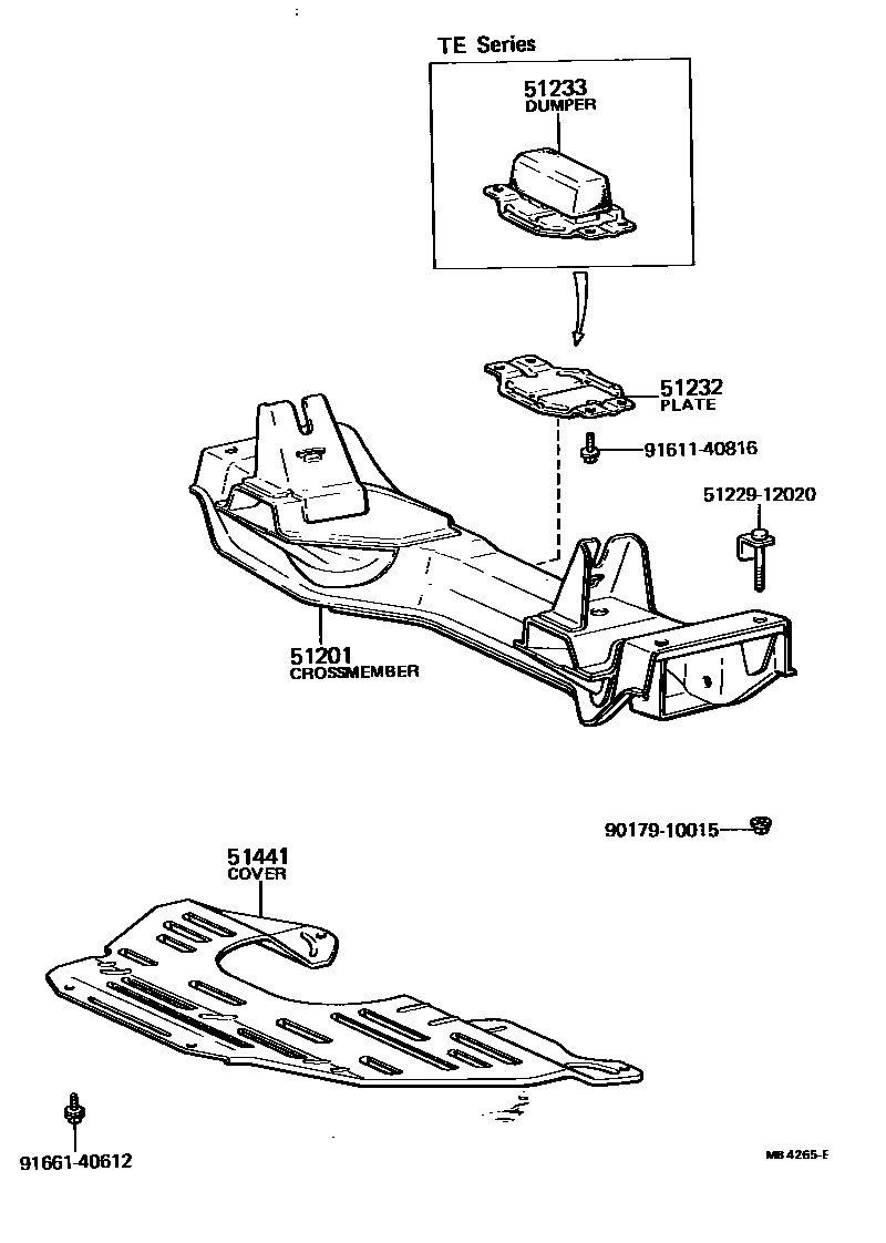 Toyota COROLLA 悬架横梁和发动机底罩 EPC diagram — MB4265E