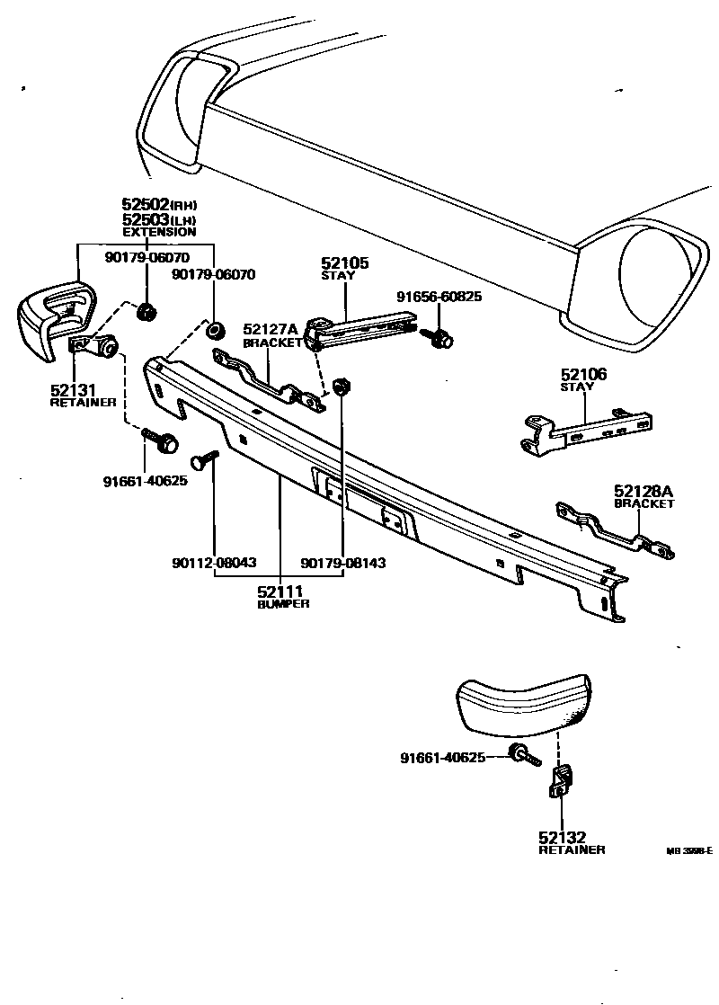 Toyota COROLLA 前保险杠及附件 EPC diagram — MB3998E