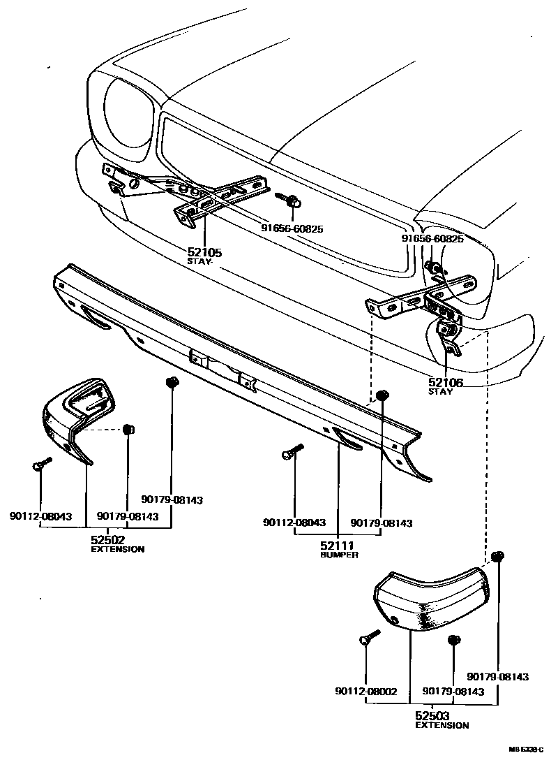 Toyota COROLLA 前保险杠及附件 EPC diagram — MB5338C
