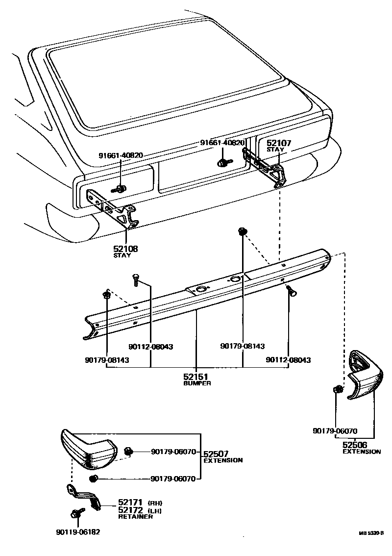 Toyota COROLLA 后保险杠及附件 EPC diagram — MB5339B