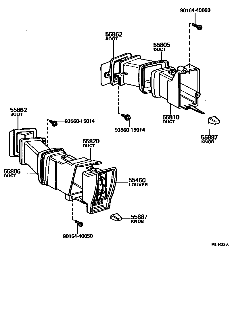 Toyota COROLLA 前围板通风装置 EPC diagram — MB4022A