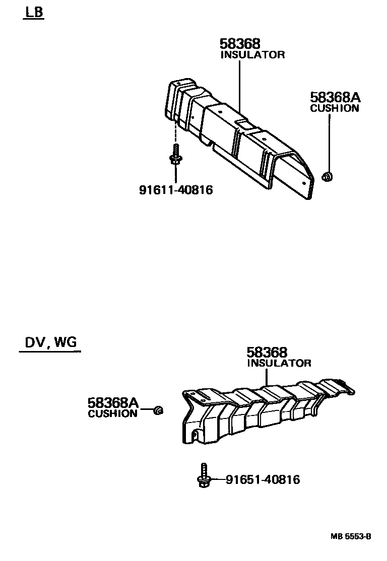 Toyota COROLLA 地板隔热垫 EPC diagram — MB5553B