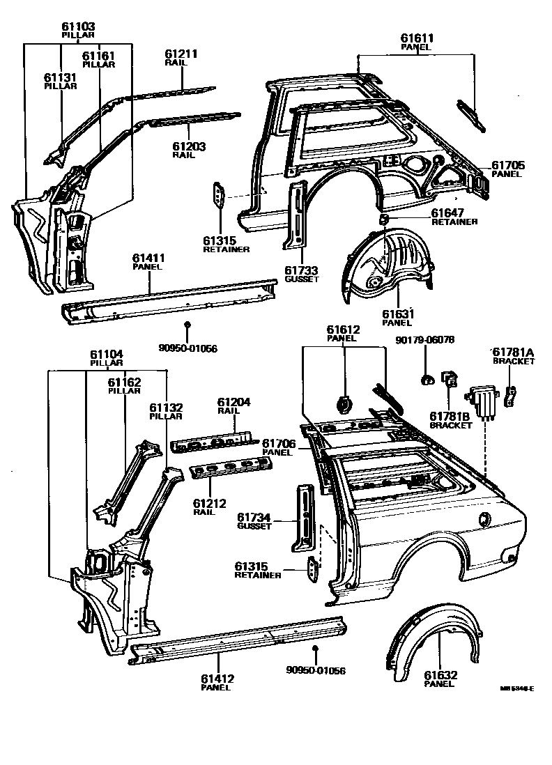 Toyota COROLLA 侧梁 EPC diagram — MB5346E