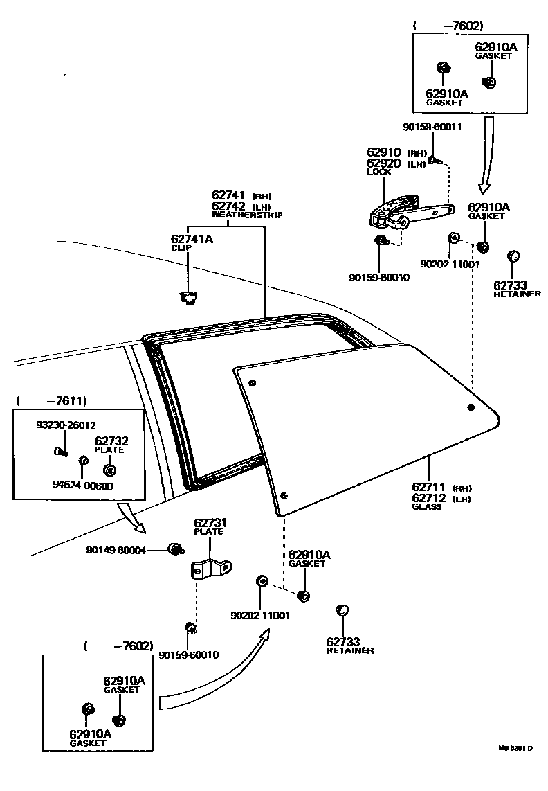 Toyota COROLLA 角窗 EPC diagram — MB5351D