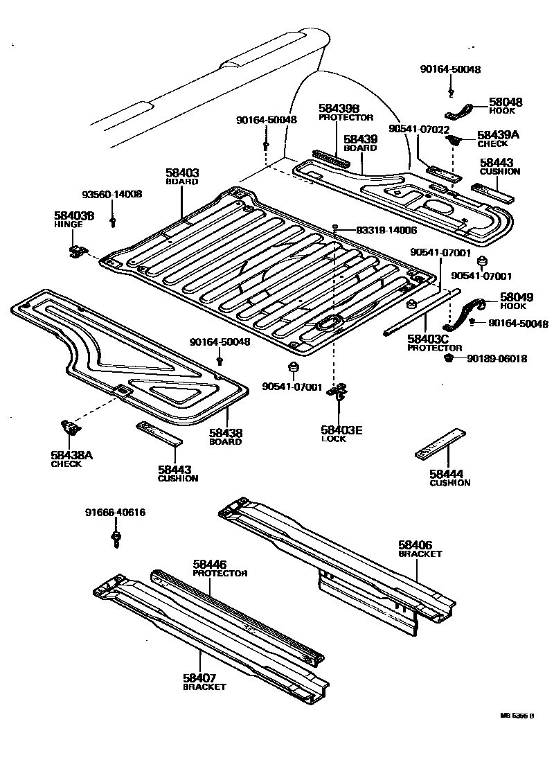 Toyota COROLLA 底板和底板装饰罩 EPC diagram — MB5366B