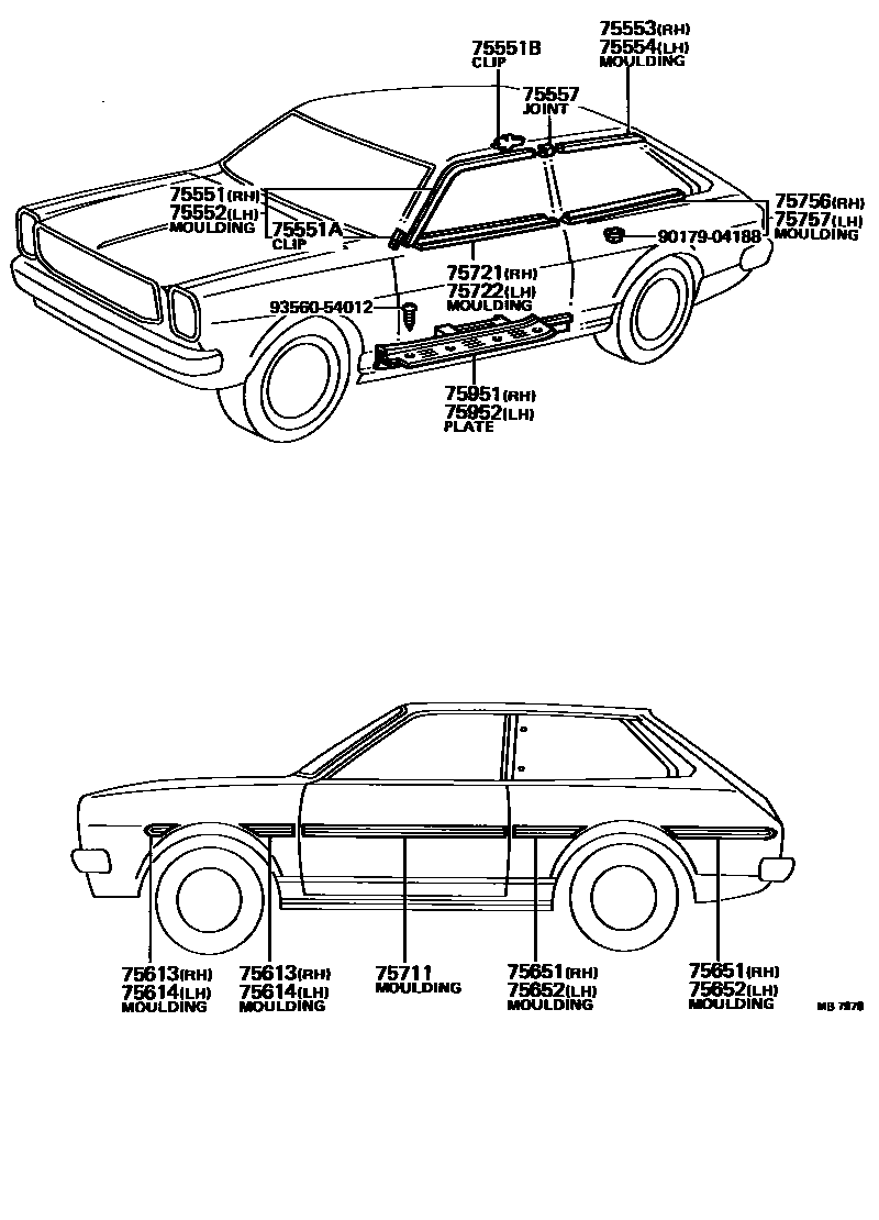 Toyota COROLLA 侧防护条 EPC diagram — MB7978