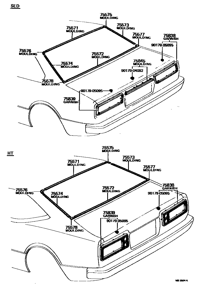 Toyota COROLLA 后防护条 EPC diagram — MB5564A