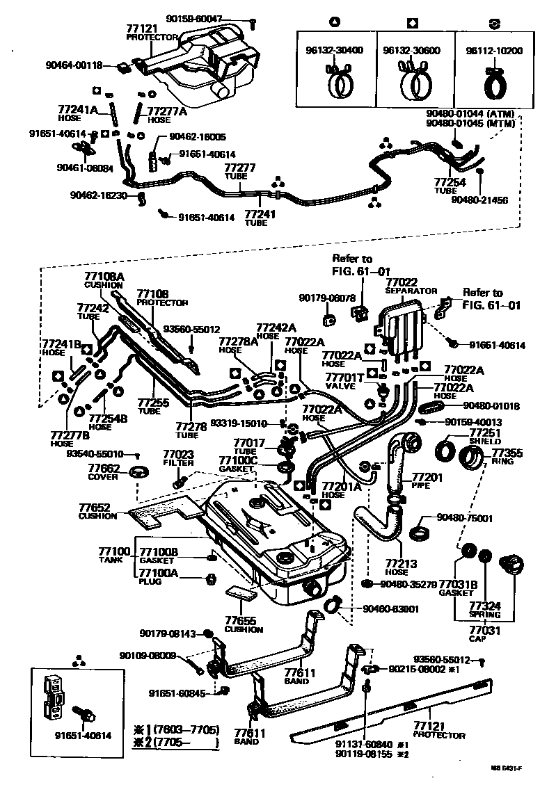 Toyota COROLLA 燃油箱和燃油管 EPC diagram — MB5431F