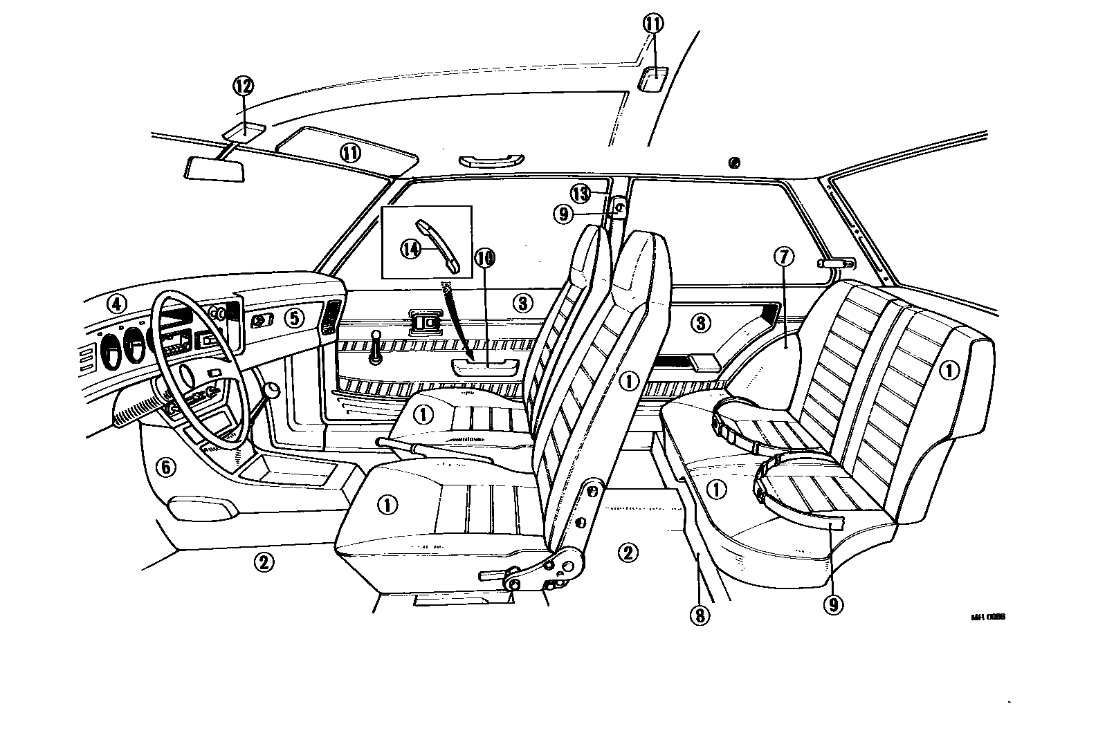 Toyota COROLLA 颜色判定表 EPC diagram — MH0088