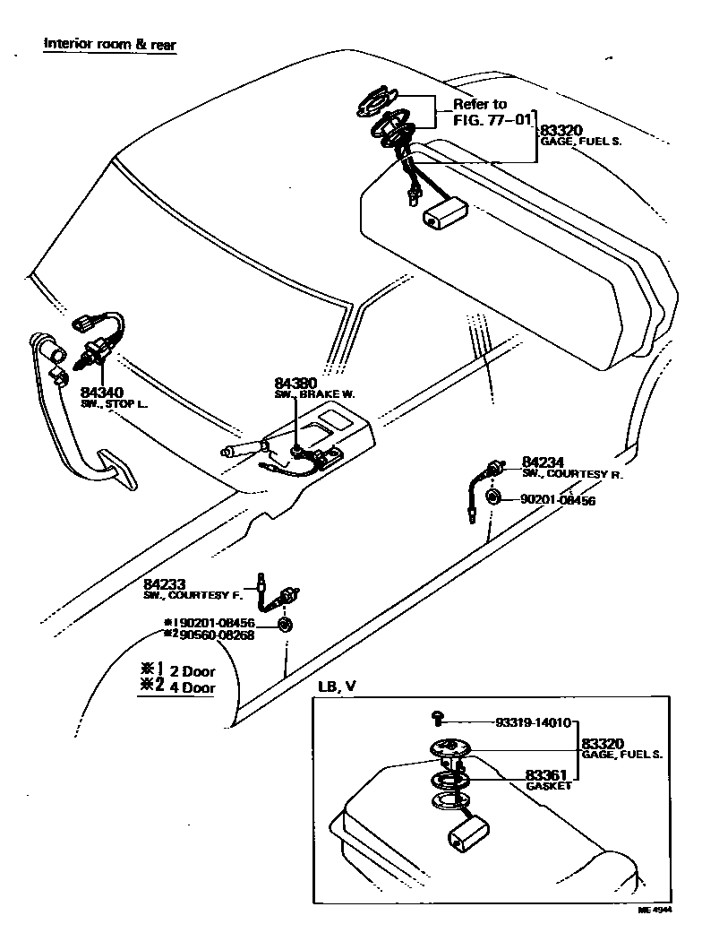 Toyota COROLLA 开关和继电器和ECU EPC diagram — ME4944