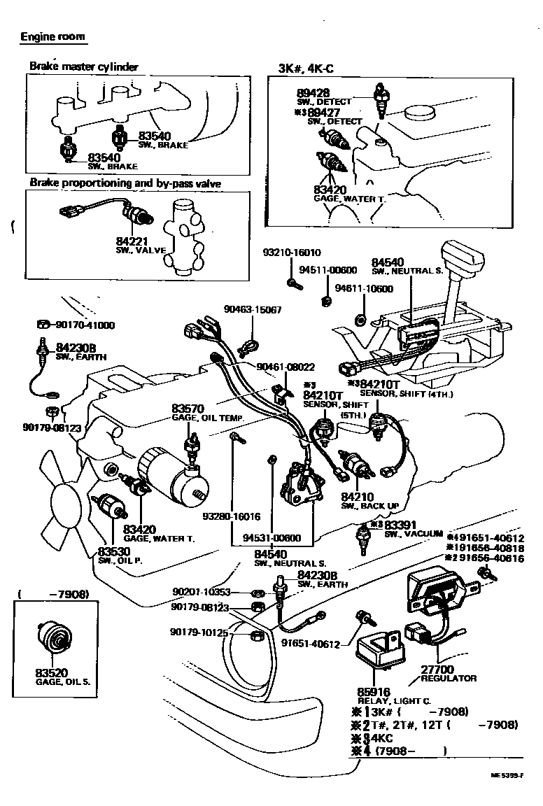 Toyota COROLLA 开关和继电器和ECU EPC diagram — ME5399F
