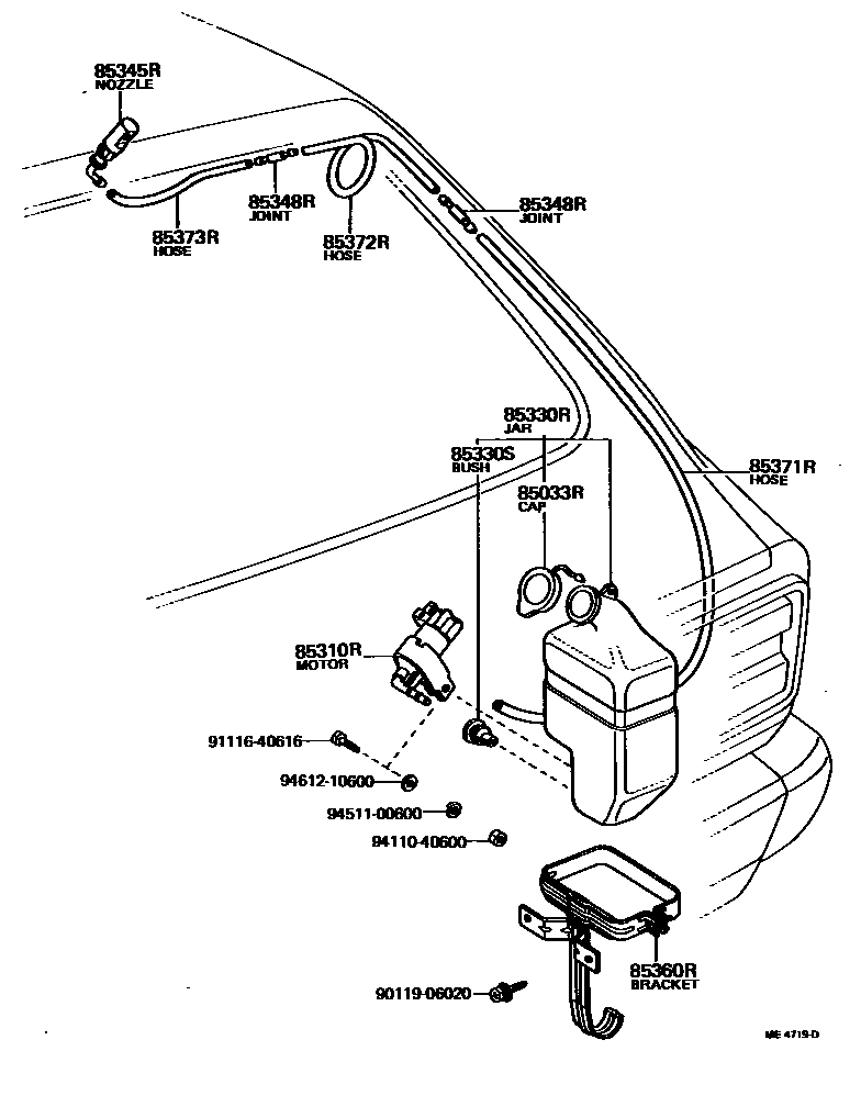 Toyota COROLLA 后清洗器 EPC diagram — ME4719D