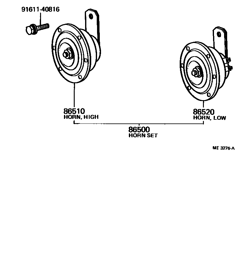 Toyota COROLLA 喇叭 EPC diagram — ME3276A
