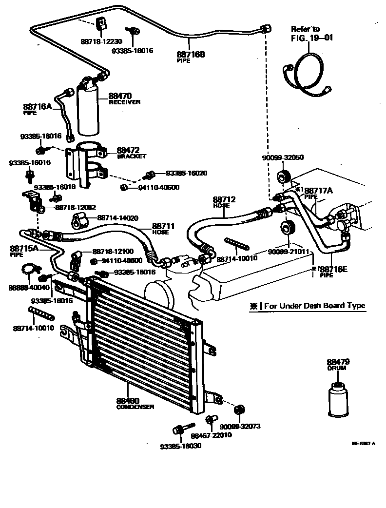 Toyota COROLLA Heating & Air Conditioning - Cooler Piping EPC diagram — ME6367A