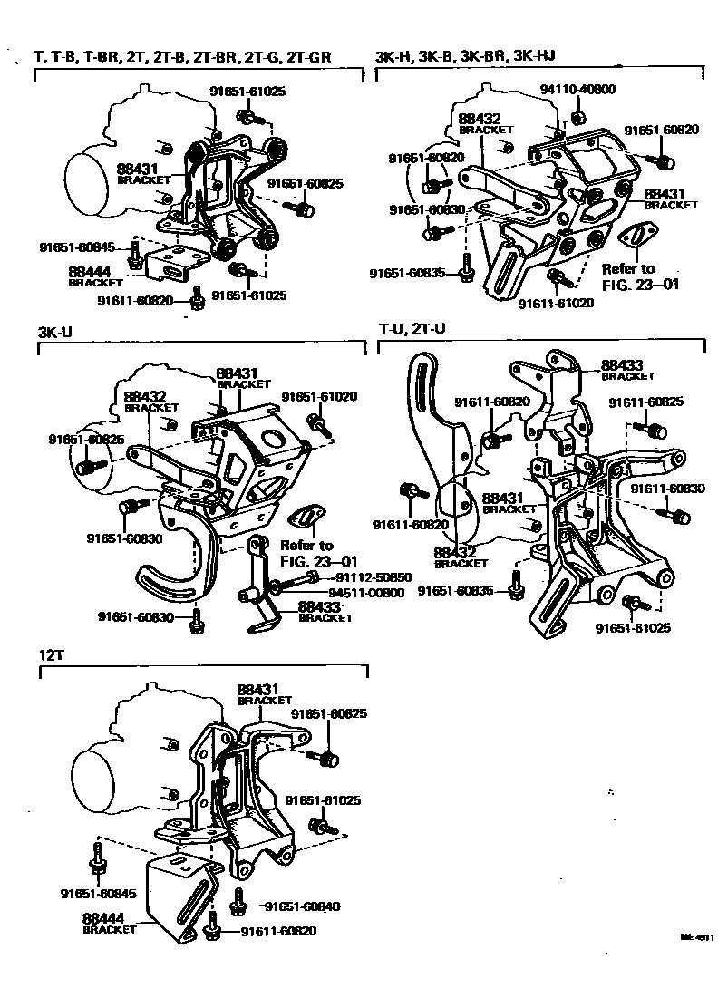 Toyota COROLLA Heating & Air Conditioning - Compressor EPC diagram — ME4911