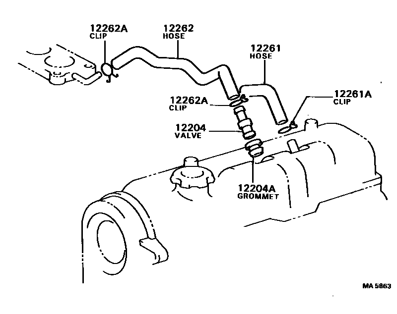Toyota COROLLA Ventilation Hose EPC diagram — MA5863