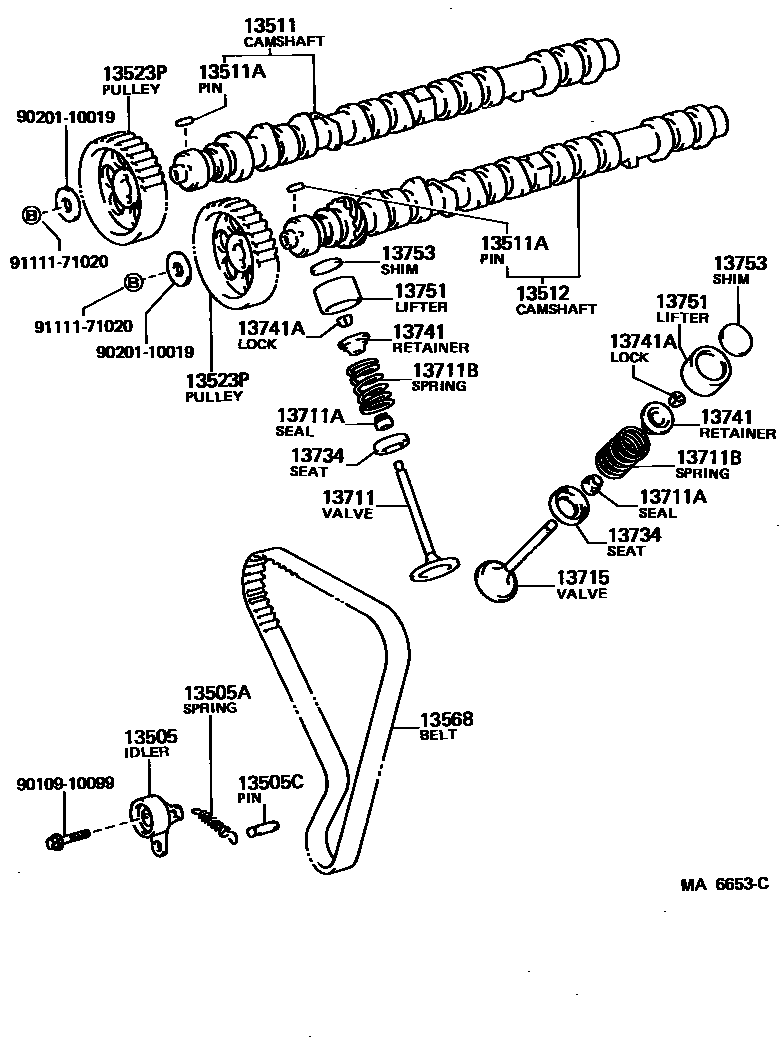 Toyota COROLLA Camshaft & Valve EPC diagram — MA6653C
